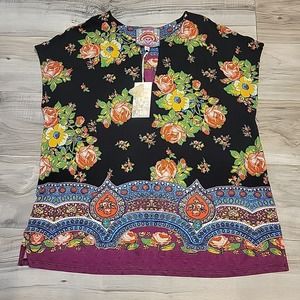 Johnny Was The Janie Favorite Dolman Top Womens Med V-Neck Spark‎ Bohemian Tunic